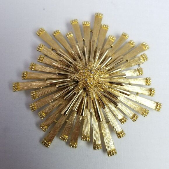 Vintage Monet Atomic Star Sun Starburst Brooch Pin Pendant MCM Vintage Jewelry - Picture 2 of 7